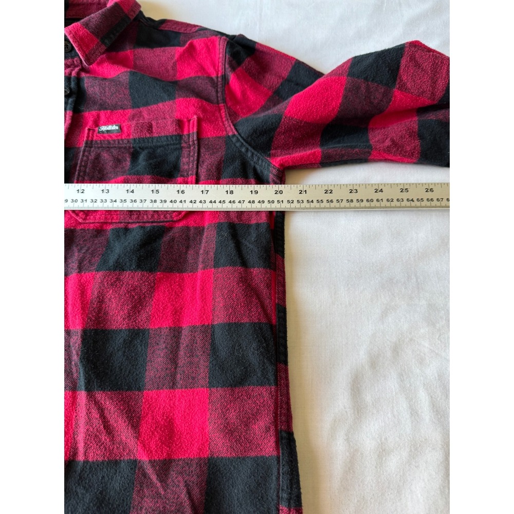 Hollister Mens Red Black Buffalo Plaid Flannel Shirt Small Lumberjack Cabin Cozy - Picture 8 of 11